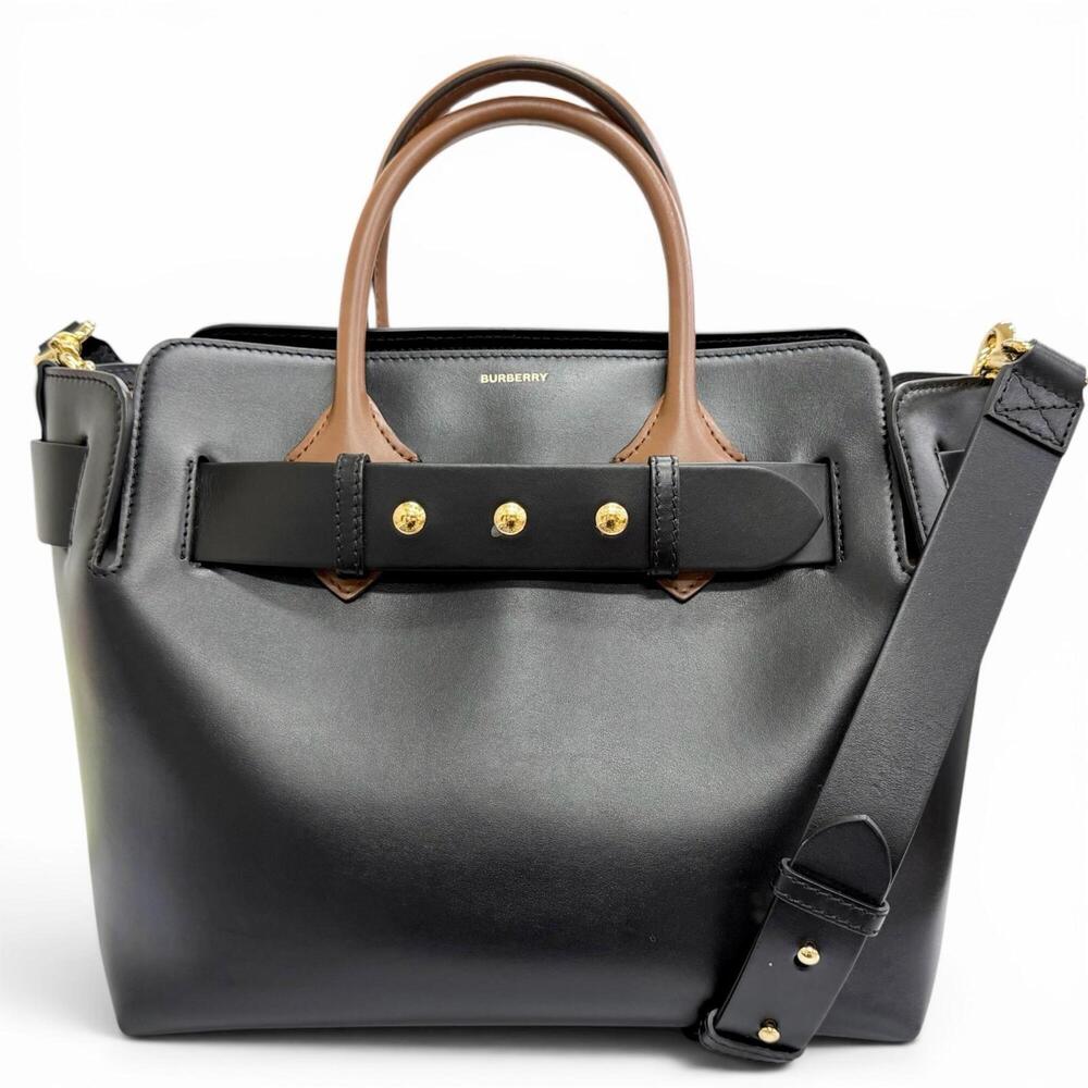 BURBERRY 8021279 Belt Bag Small SM 2-Way Leather Tote Shoulder Black Brown Wo...